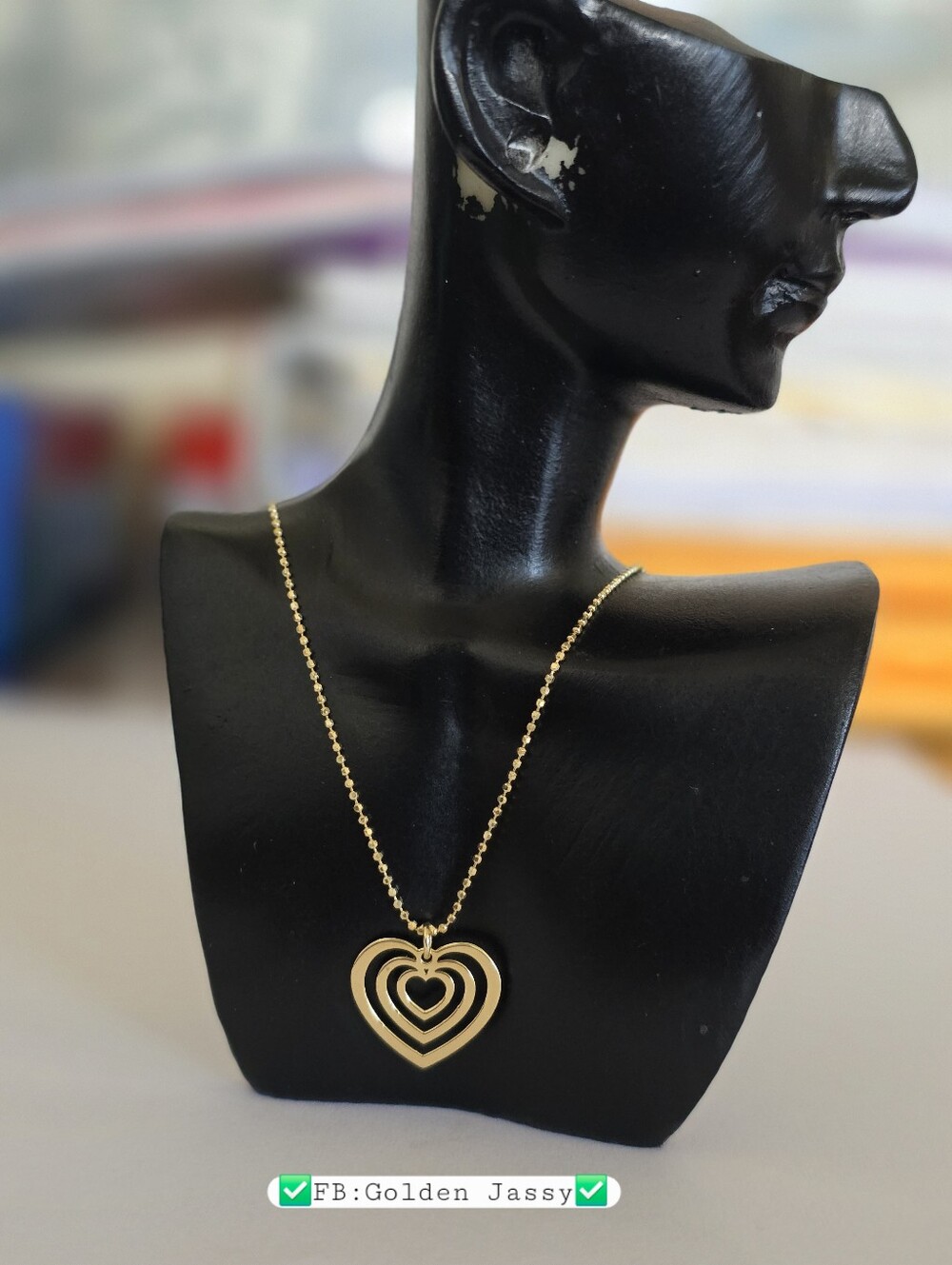 18K Real Gold Heart Bubble Necklace